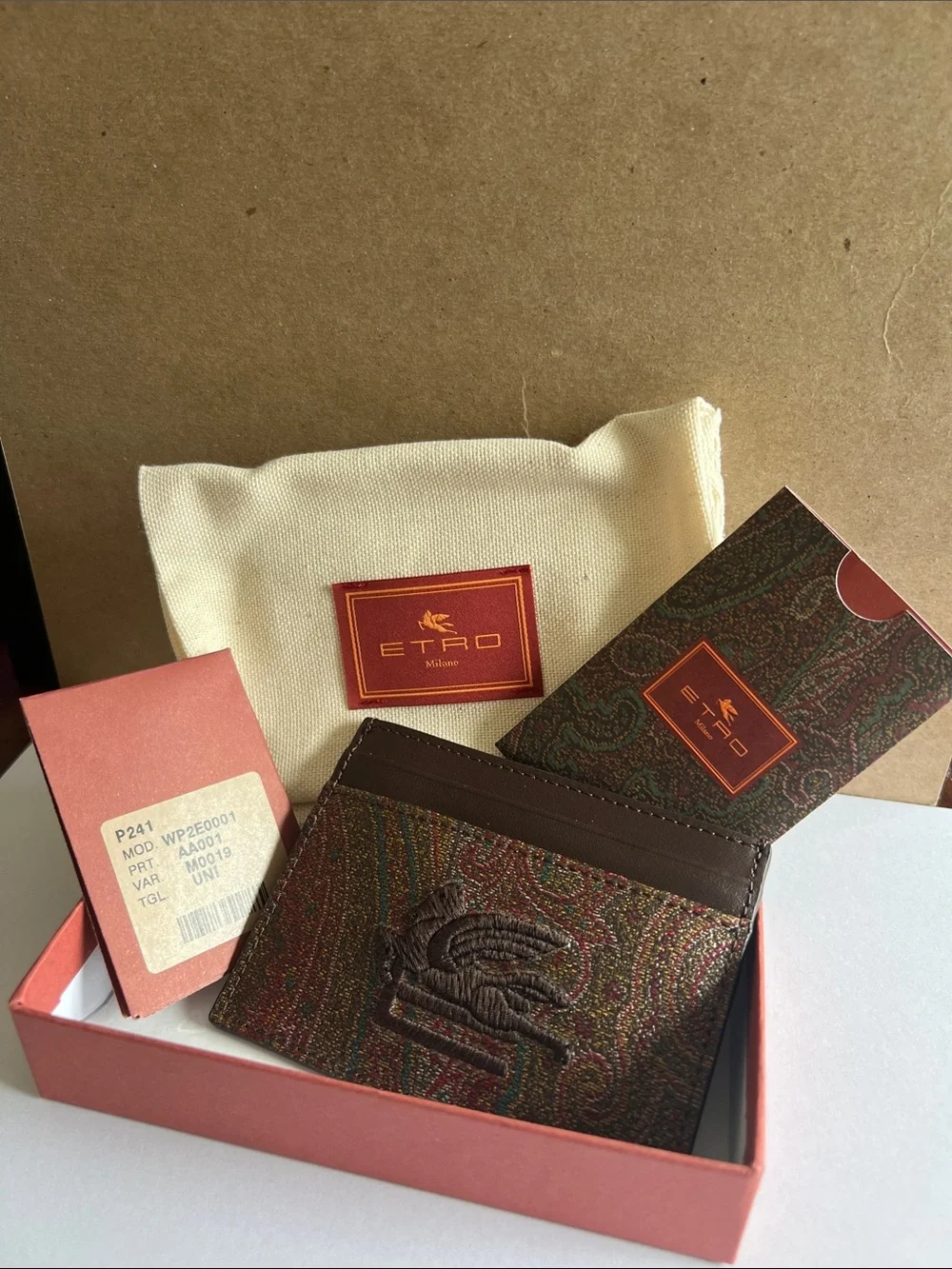 Etro Paisley Card Holder in Brown and Multi-Tone Paisley
